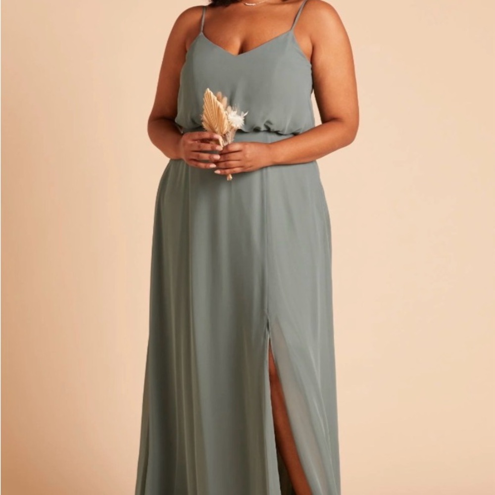 Birdy Grey‎ Gwennie Chiffon Sea Glass Sage Bridesmaid Mazi Dress Size 2X